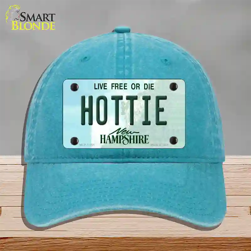 Hottie New Hampshire State Novelty License Plate Hat Unconstructed Cotton / Lake Blue