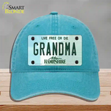 Grandma New Hampshire State Novelty License Plate Hat Unconstructed Cotton / Lake Blue