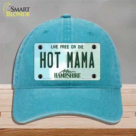 Hot Mama New Hampshire State Novelty License Plate Hat Unconstructed Cotton / Lake Blue