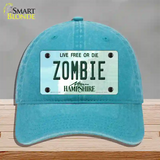 Zombie New Hampshire State Novelty License Plate Hat Unconstructed Cotton / Lake Blue