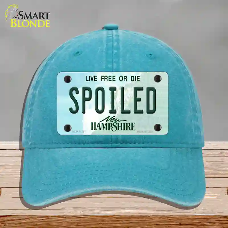 Spoiled New Hampshire State Novelty License Plate Hat Unconstructed Cotton / Lake Blue