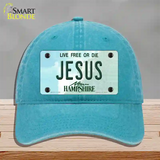 Jesus New Hampshire State Novelty License Plate Hat Unconstructed Cotton / Lake Blue