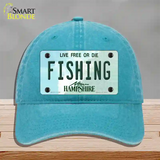 Fishing New Hampshire State Novelty License Plate Hat Unconstructed Cotton / Lake Blue