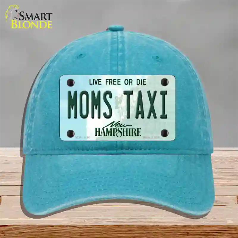 Moms Taxi New Hampshire State Novelty License Plate Hat Unconstructed Cotton / Lake Blue