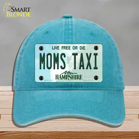 Moms Taxi New Hampshire State Novelty License Plate Hat Unconstructed Cotton / Lake Blue