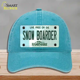 Snow Boarder New Hampshire State Novelty License Plate Hat Unconstructed Cotton / Lake Blue