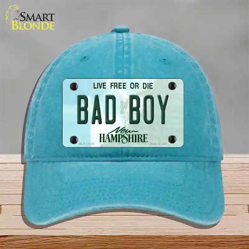 Bad Boy New Hampshire State Novelty License Plate Hat Unconstructed Cotton / Lake Blue