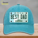 Best Dad New Hampshire State Novelty License Plate Hat Unconstructed Cotton / Lake Blue