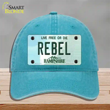 Rebel New Hampshire State Novelty License Plate Hat Unconstructed Cotton / Lake Blue