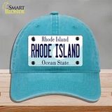 Rhode Island State Novelty License Plate Hat Unconstructed Cotton / Lake Blue