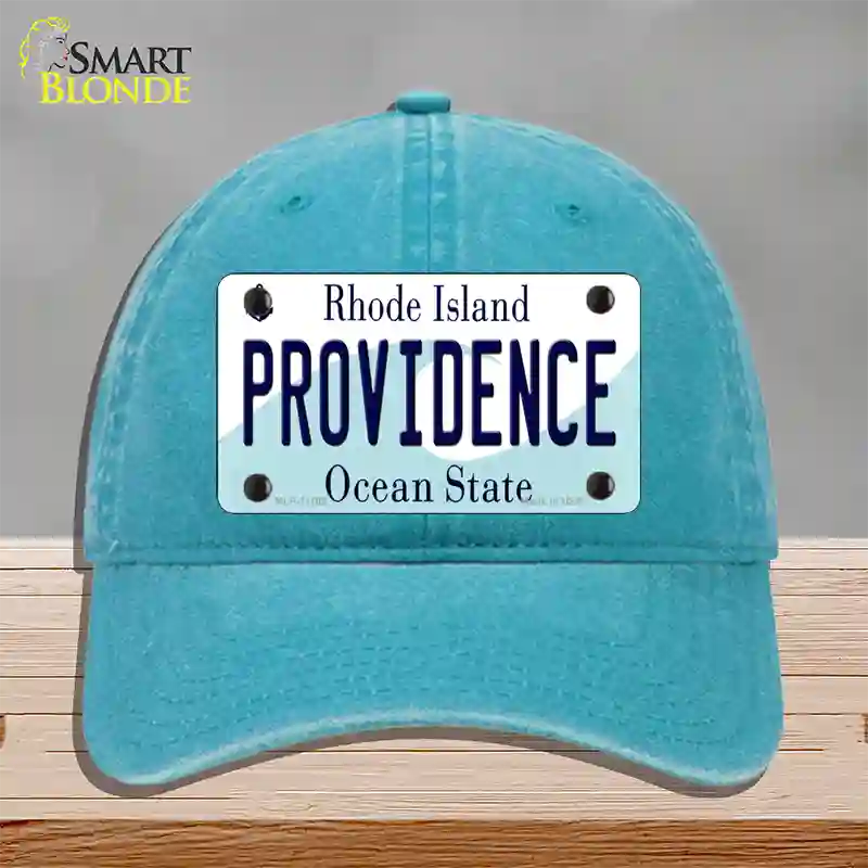 Providence Rhode Island State Novelty License Plate Hat Unconstructed Cotton / Lake Blue