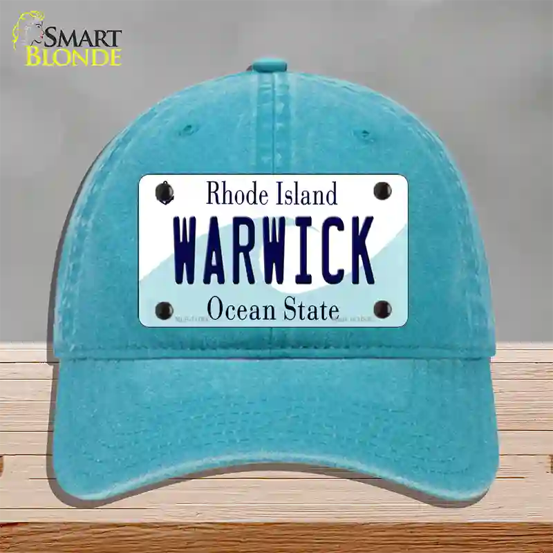 Warwick Rhode Island State Novelty License Plate Hat Unconstructed Cotton / Lake Blue