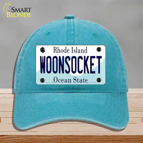 Woonsocket Rhode Island State Novelty License Plate Hat Unconstructed Cotton / Lake Blue