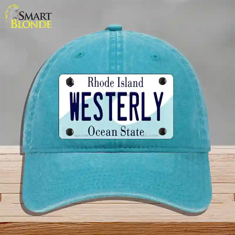 Westerly Rhode Island State Novelty License Plate Hat Unconstructed Cotton / Lake Blue