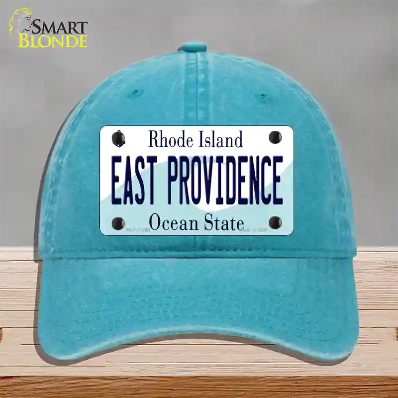 East Providence Rhode Island State Novelty License Plate Hat Unconstructed Cotton / Lake Blue