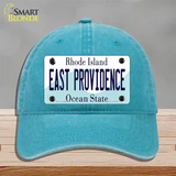 East Providence Rhode Island State Novelty License Plate Hat Unconstructed Cotton / Lake Blue