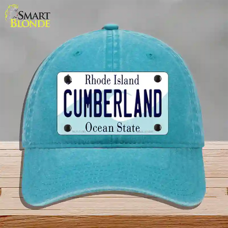 Cumberland Rhode Island State Novelty License Plate Hat Unconstructed Cotton / Lake Blue