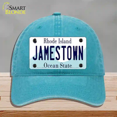 Jamestown Rhode Island State Novelty License Plate Hat Unconstructed Cotton / Lake Blue