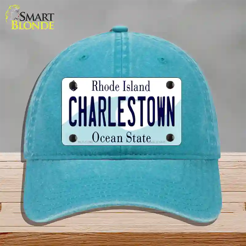 Charlestown Rhode Island State Novelty License Plate Hat Unconstructed Cotton / Lake Blue