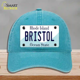 Bristol Rhode Island State Novelty License Plate Hat Unconstructed Cotton / Lake Blue