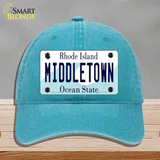 Middletown Rhode Island State Novelty License Plate Hat Unconstructed Cotton / Lake Blue