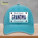 Grandma Rhode Island State Novelty License Plate Hat Unconstructed Cotton / Lake Blue