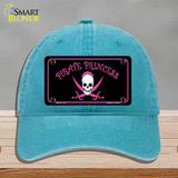 Pirate Princess Novelty License Plate Hat Unconstructed Cotton / Lake Blue