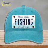 Fishing Rhode Island State Novelty License Plate Hat Unconstructed Cotton / Lake Blue