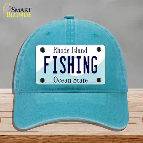 Fishing Rhode Island State Novelty License Plate Hat Unconstructed Cotton / Lake Blue