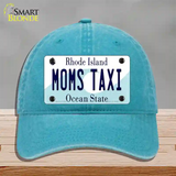 Moms Taxi Rhode Island State Novelty License Plate Hat Unconstructed Cotton / Lake Blue