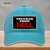 Mesh From Hell Novelty License Plate Hat Unconstructed Cotton / Lake Blue