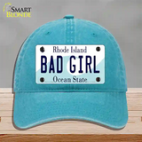 Bad Girl Rhode Island State Novelty License Plate Hat Unconstructed Cotton / Lake Blue