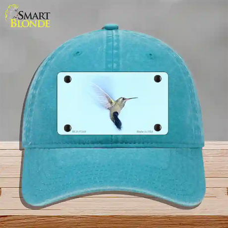 Hummingbird In Flight, Blue Novelty License Plate Hat Unconstructed Cotton / Lake Blue