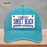 Sunset Beach North Carolina State Novelty License Plate Hat Unconstructed Cotton / Lake Blue