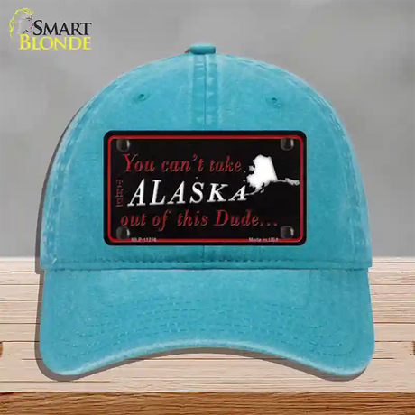 Alaska Dude Novelty License Plate Hat Unconstructed Cotton / Lake Blue