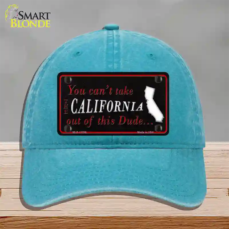 California Dude Novelty License Plate Hat Unconstructed Cotton / Lake Blue