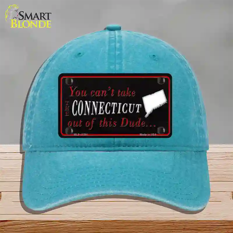 Connecticut Dude Novelty License Plate Hat Unconstructed Cotton / Lake Blue