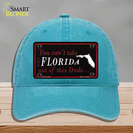 Florida Dude Novelty License Plate Hat Unconstructed Cotton / Lake Blue