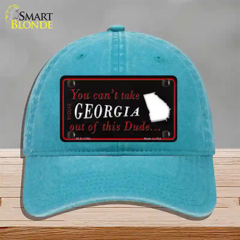 Georgia Dude Novelty License Plate Hat Unconstructed Cotton / Lake Blue