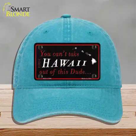 Hawaii Dude Novelty License Plate Hat Unconstructed Cotton / Lake Blue