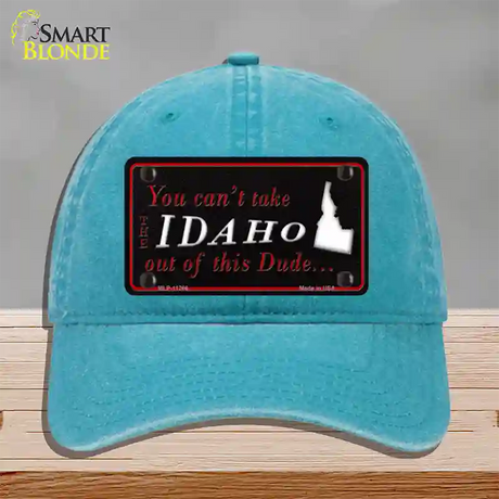 Idaho Dude Novelty License Plate Hat Unconstructed Cotton / Lake Blue