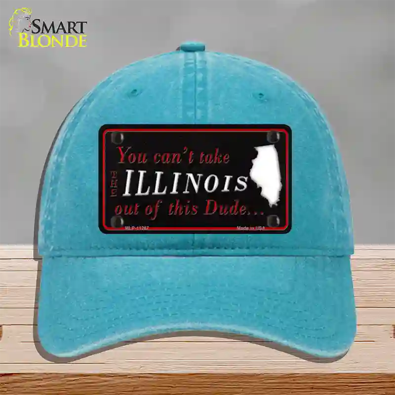 Illinois Dude Novelty License Plate Hat Unconstructed Cotton / Lake Blue