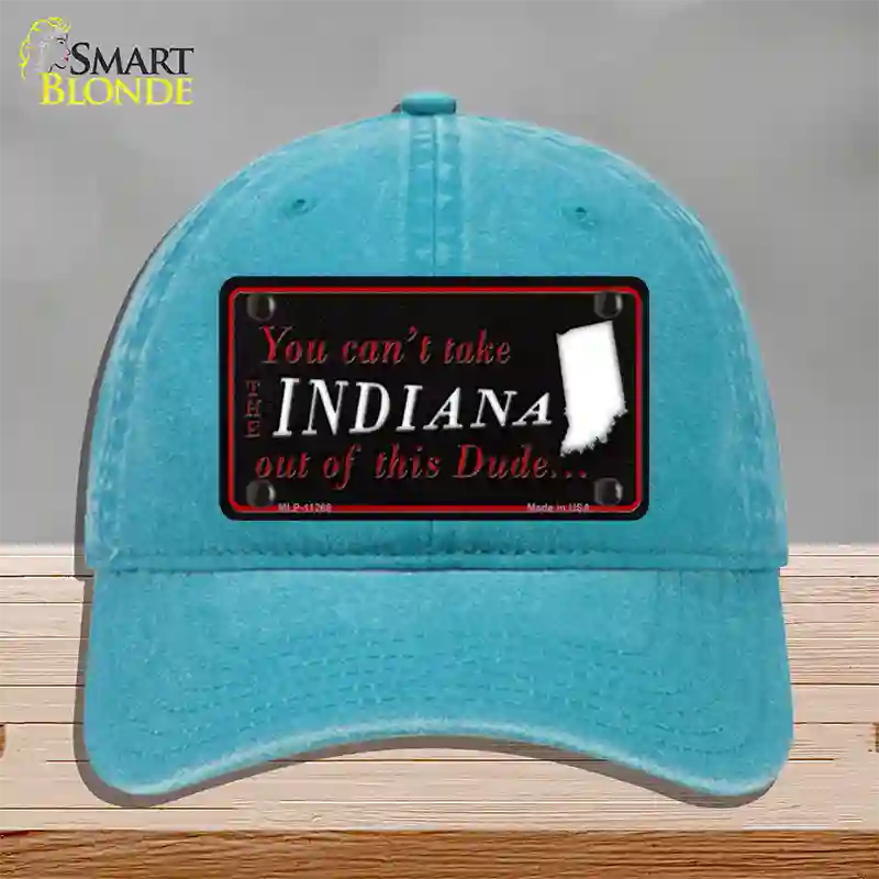 Indiana Dude Novelty License Plate Hat Unconstructed Cotton / Lake Blue