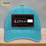 Kansas Dude Novelty License Plate Hat Unconstructed Cotton / Lake Blue