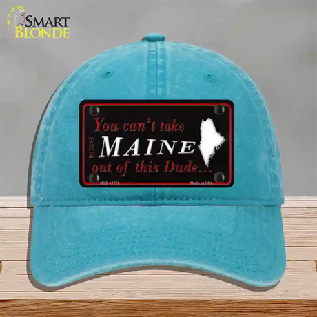 Maine Dude Novelty License Plate Hat Unconstructed Cotton / Lake Blue