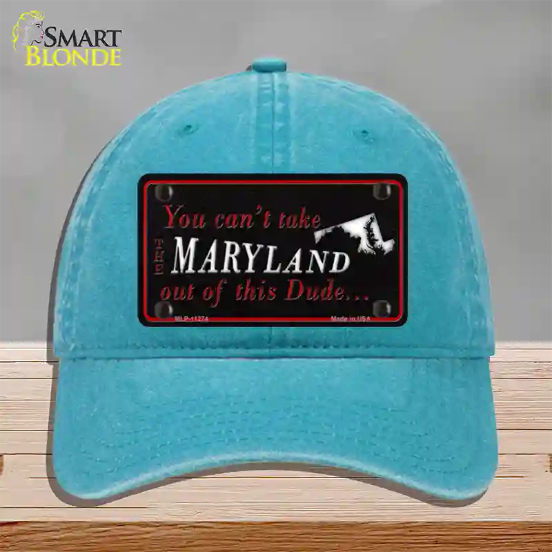 Maryland Dude Novelty License Plate Hat Unconstructed Cotton / Lake Blue