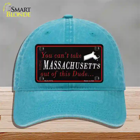 Massachusetts Dude Novelty License Plate Hat Unconstructed Cotton / Lake Blue