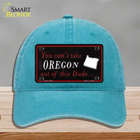 Oregon Dude Novelty License Plate Hat Unconstructed Cotton / Lake Blue