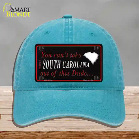 South Carolina Dude Novelty License Plate Hat Unconstructed Cotton / Lake Blue