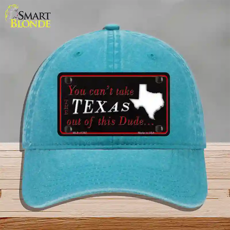 Texas Dude Novelty License Plate Hat Unconstructed Cotton / Lake Blue